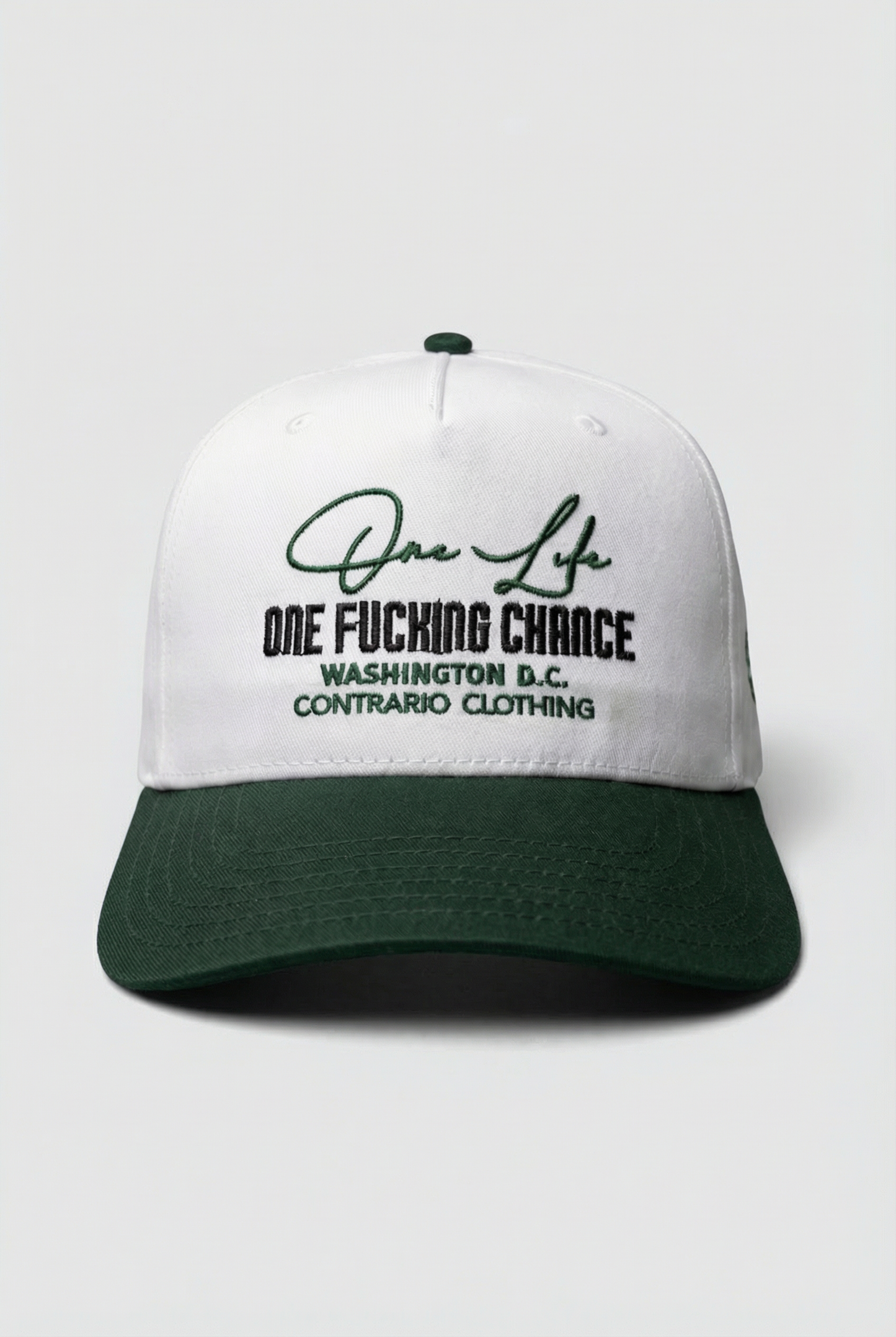 One Life One Fucking Chance White & Green Baseball Cap