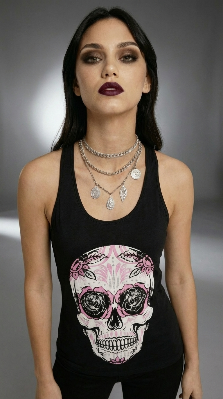 Tank Top Skull Guipure / Contrario black