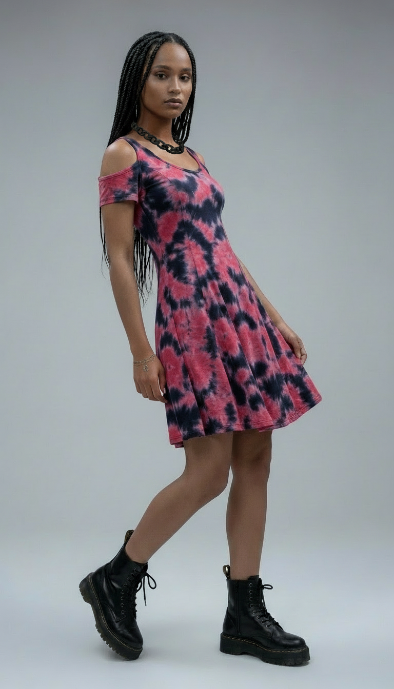 Dress Tie dye Black/Red