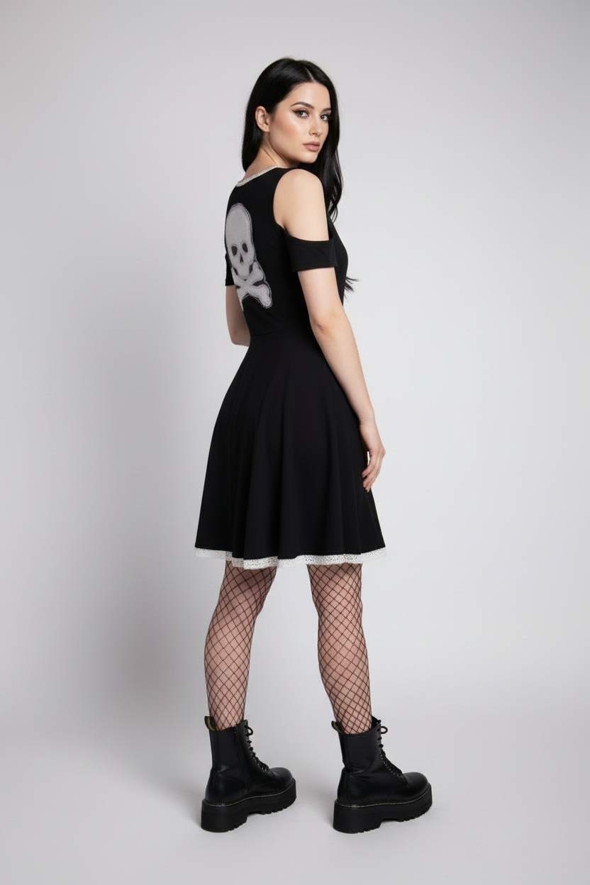 skull lace back dress Hot Topic Red Velvet Skull Lace Dress With Corset Back XL