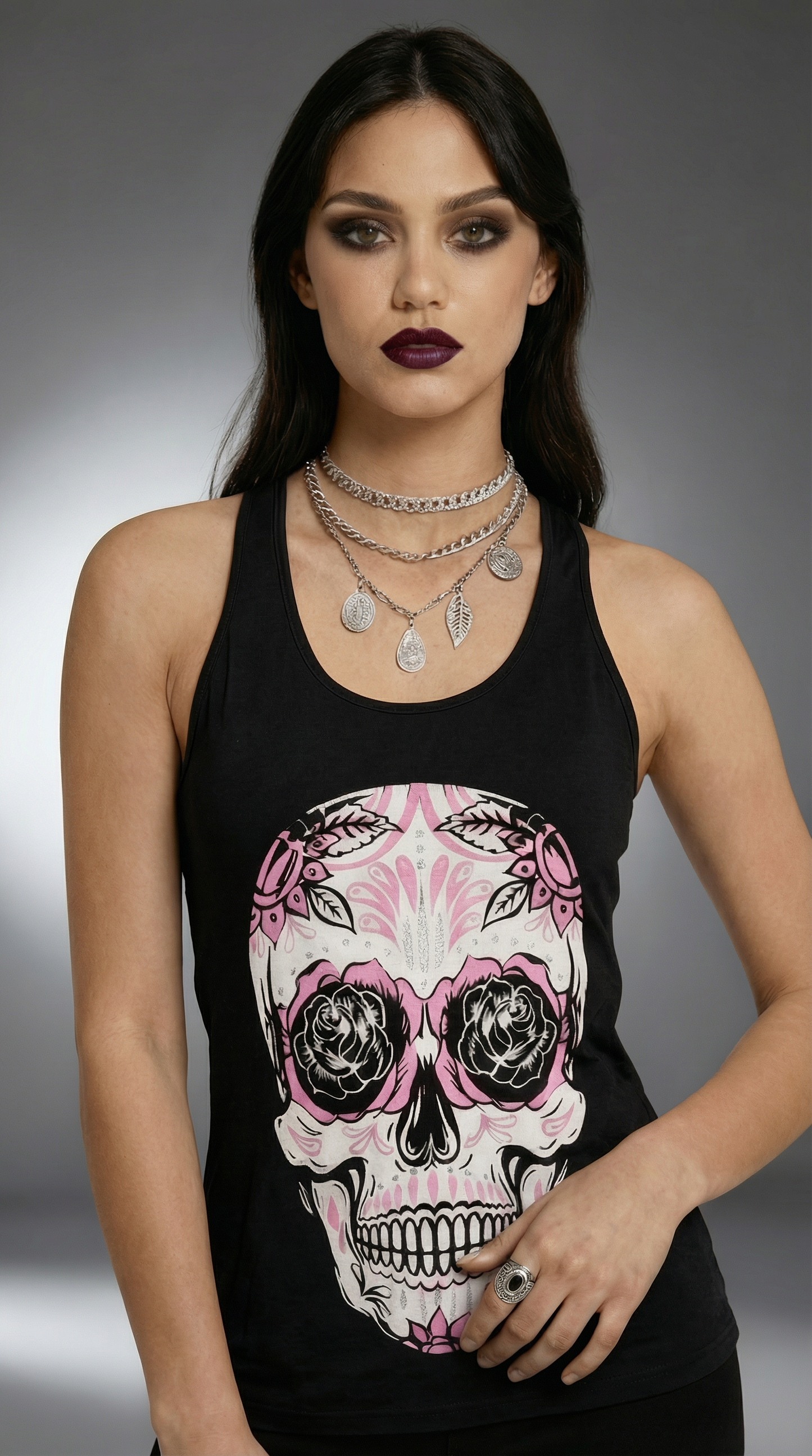 Tank Top Skull Guipure / Contrario black