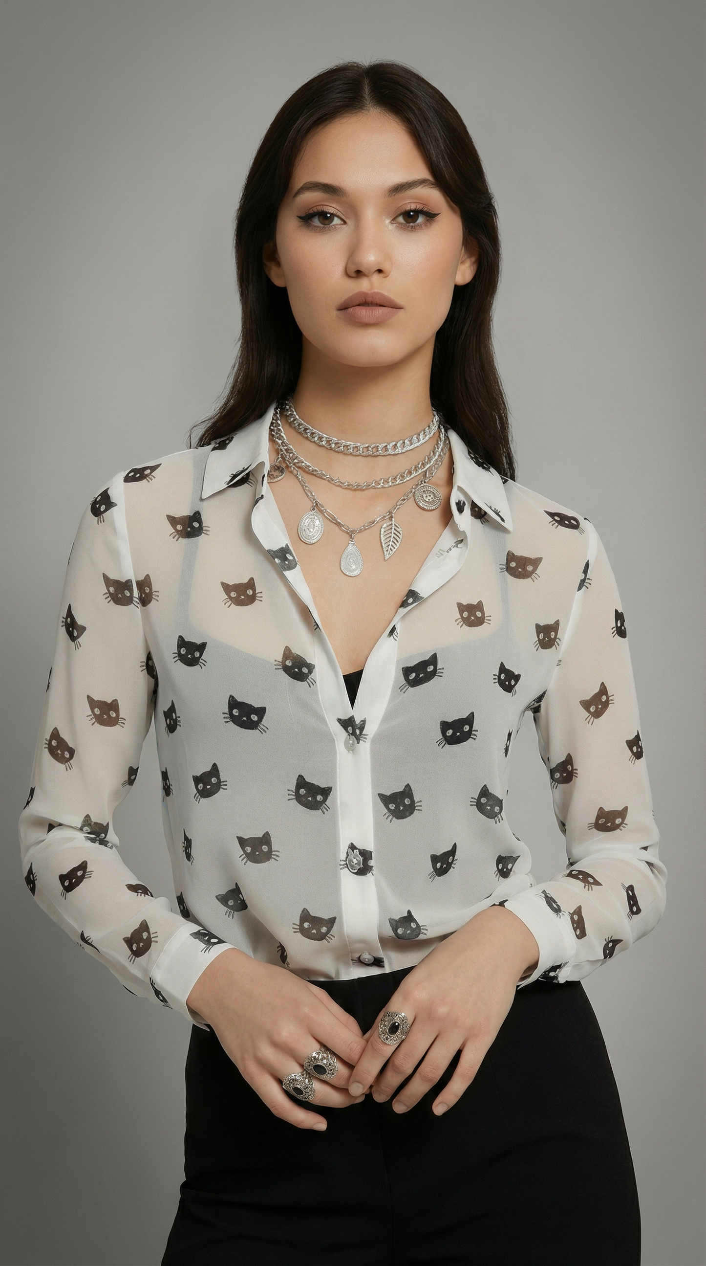 Blouse Black Cats