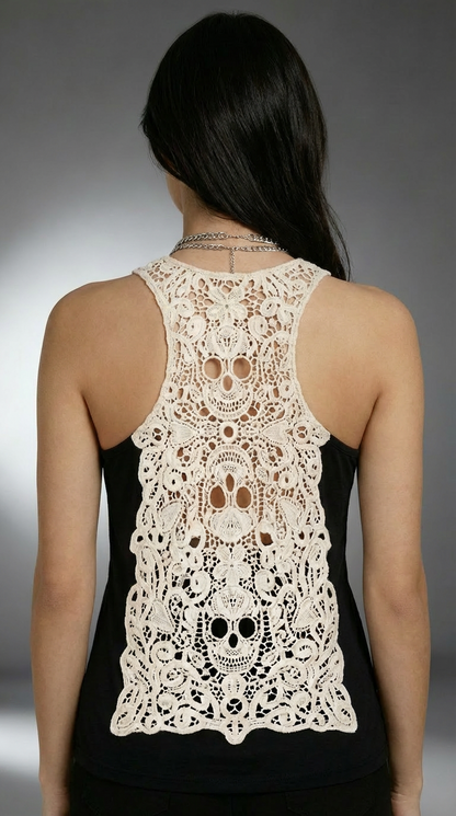 Tank Top Skull Guipure / Contrario black