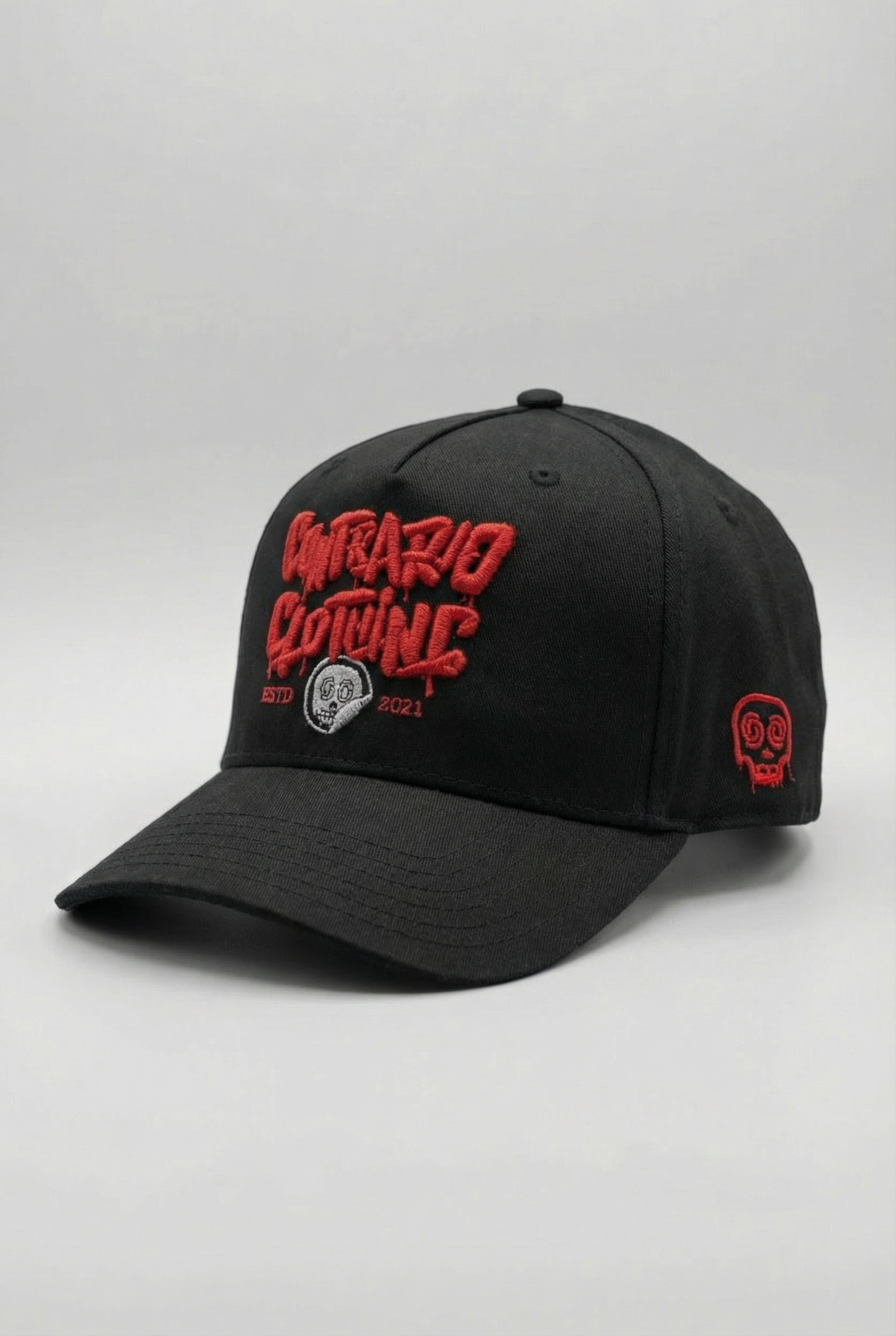 Contrario Clothing Black Cap – Red Embroidery Est. 2021