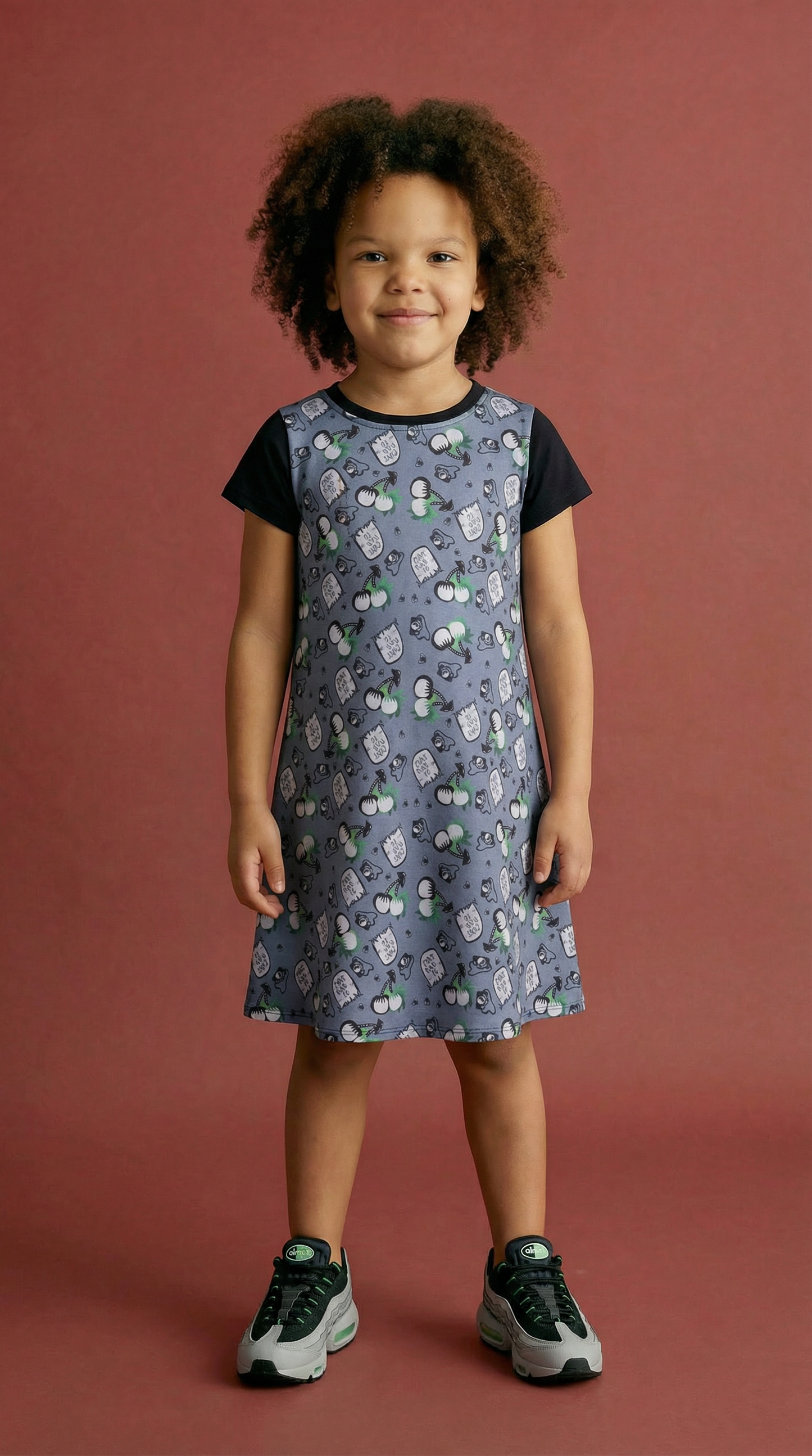 Dress for Girls Dark Play Print