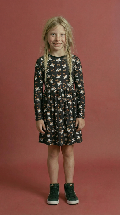 Black Skull Print Dress