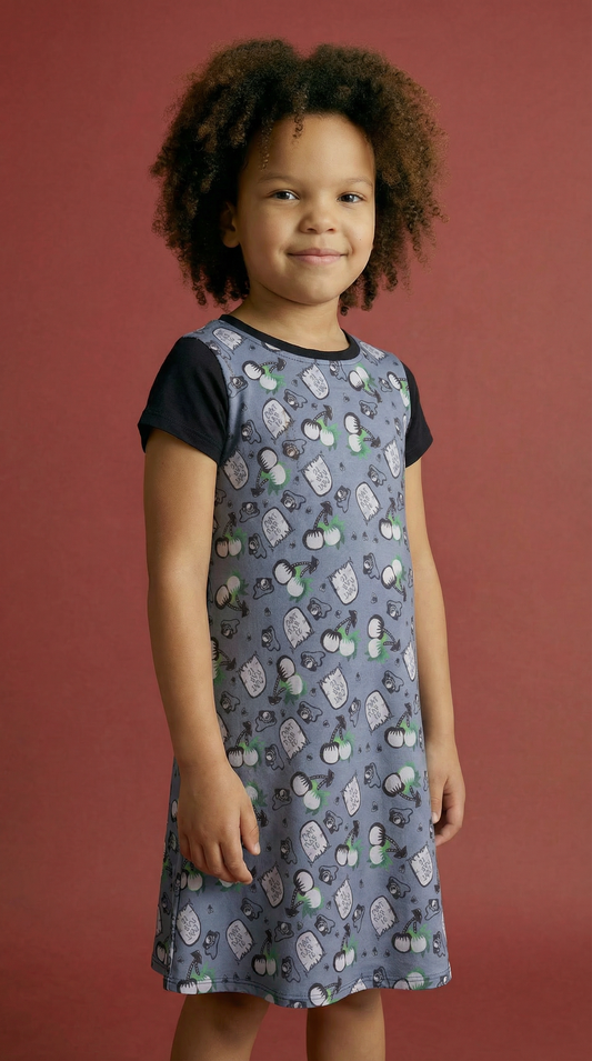 Dress for Girls Dark Play Print
