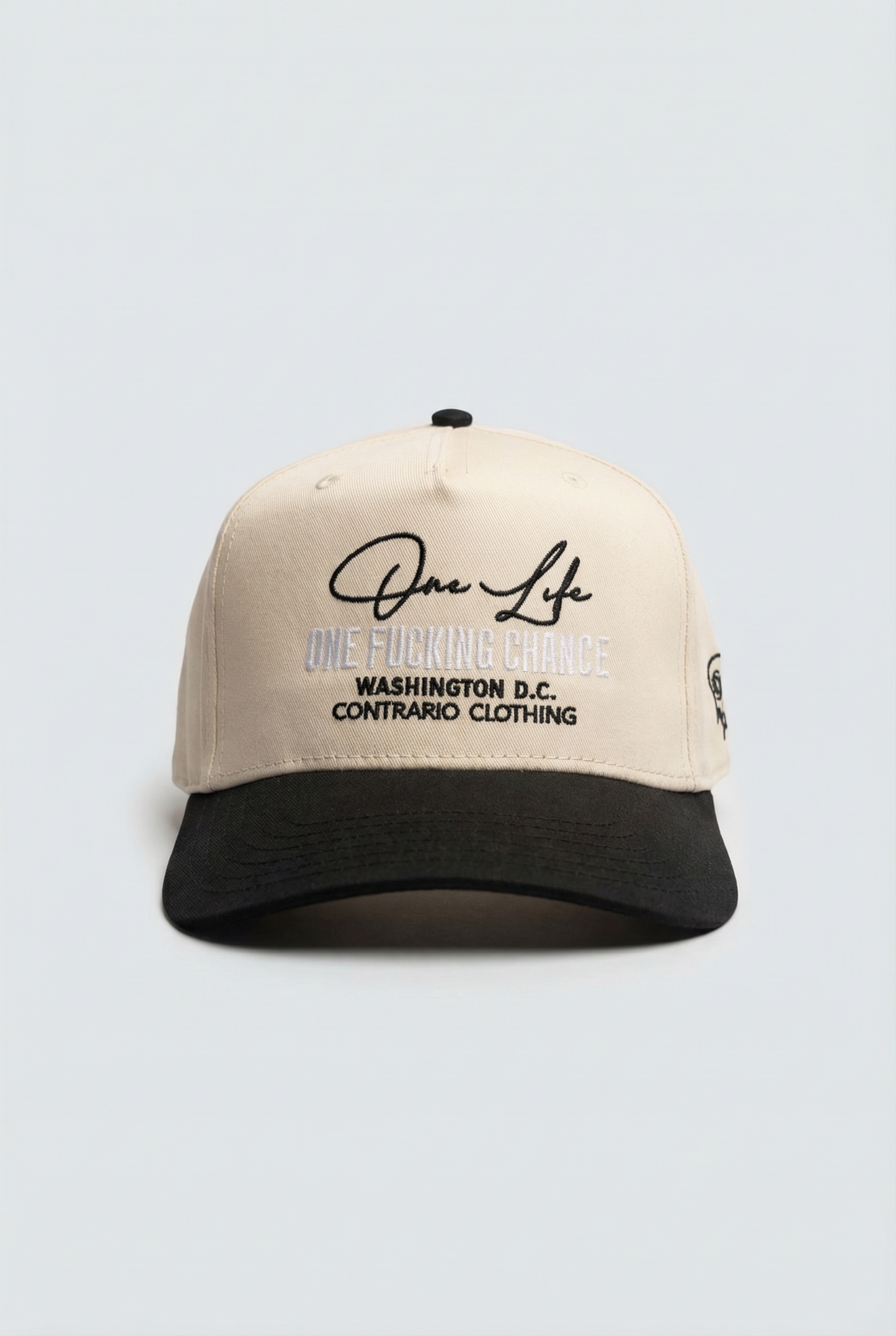 One Life One Fucking Chance Cream Crown & Black Baseball Cap