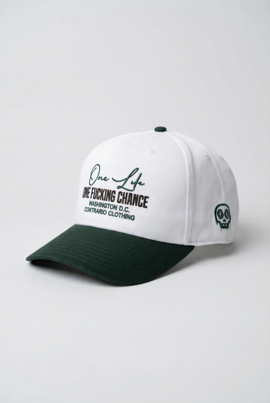 One Life One Fucking Chance White & Green Baseball Cap