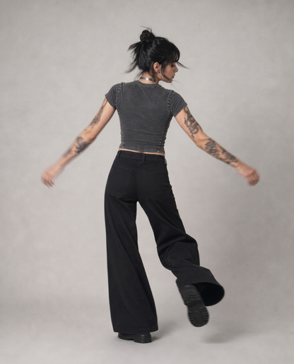 Phantom Wash Tee - gothic streetwear crop top grey | Contrario Brand