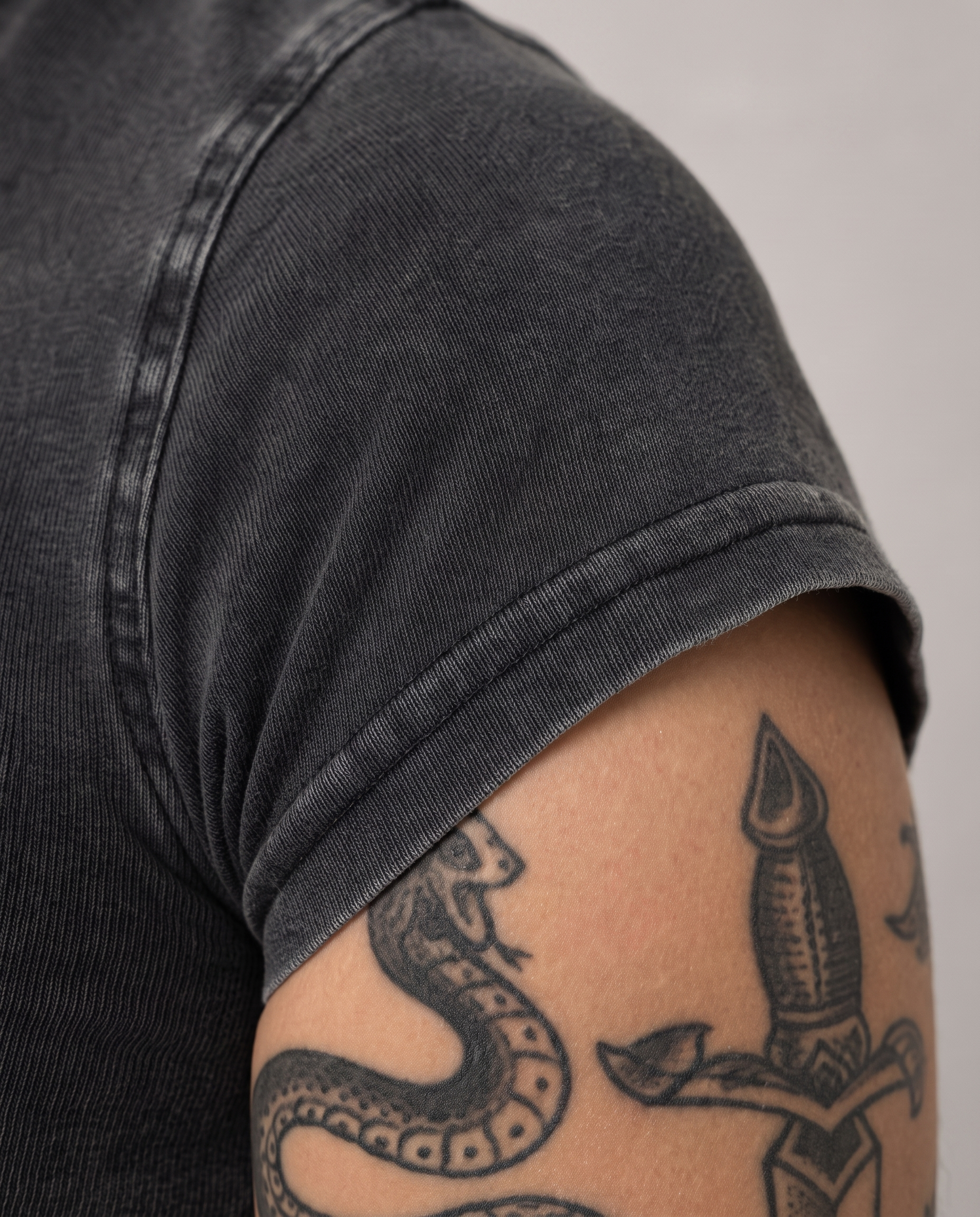 Phantom Wash Tee - alternative dark fashion baby tee close up | Contrario Brand