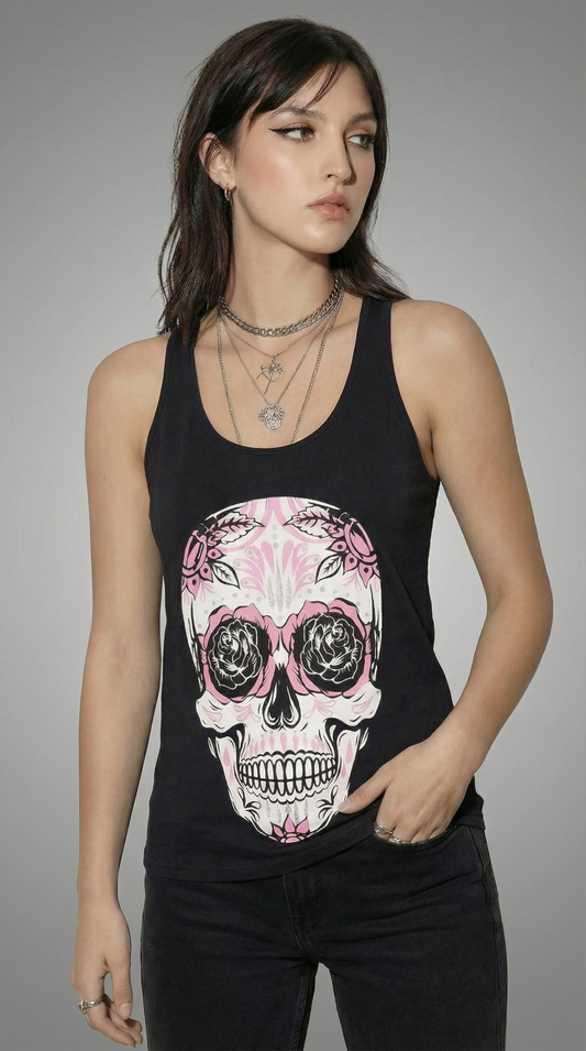 Tank Top Skull Guipure / Contrario black