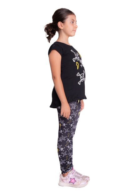 T-shirt & legging heart Black Metal